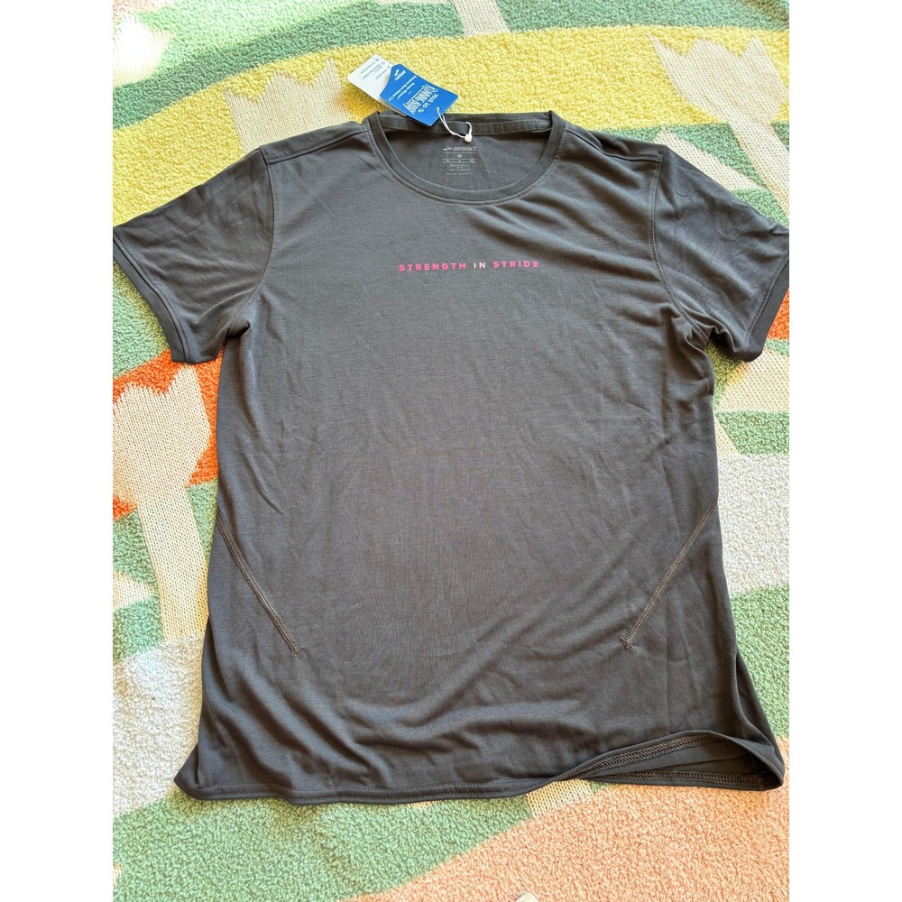 Brooks Womens Short Sleeve 3.0 Running Shirt Gray Strength In Stride Size Medium